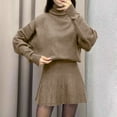 thumbnail image 6 of HAiming 2 Piece Sets for Women Long Sleeve Trutleneck Pullover Sweater Top Knitted Mini Skirt Cute Outfit, 6 of 8