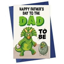 WaaHome Funny First Fathers Day Card for Dad from Baby Daughter Son Dinosaur Happy 1st Father's Day Greeting Card with Envelope for Dad to be New Dad First Time Dad Fathers Day Gift Cards for Husband