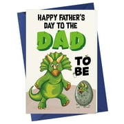 WaaHome Funny First Fathers Day Card for Dad from Baby Daughter Son Dinosaur Happy 1st Father's Day Greeting Card with Envelope for Dad to be New Dad First Time Dad Fathers Day Gift Cards for Husband