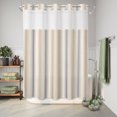thumbnail image 5 of No Hook Shower Curtain, Brown Gray Striped Shower Curtains for Bathroom with See Through Top Window, Modern Boho Stripes Minimalist Waterproof & Washable Bath Curtain Extra Long 72"x84", 5 of 6