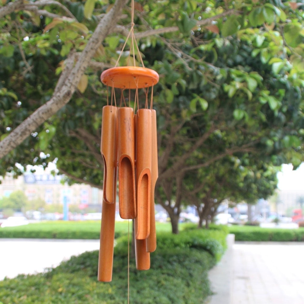 FRCOLOR Light Brown Bamboo Wind Chimes for Outside with Deep Tone for Patio and Home Decor