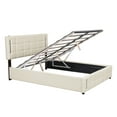 thumbnail image 5 of Queen Size Bed Frame Lift Up Storage,with Charging Station & LED Lights,USB Type C Port,Hydraulic Storage System,No Box Spring Needed，Easy Assembly, Beige, 5 of 6
