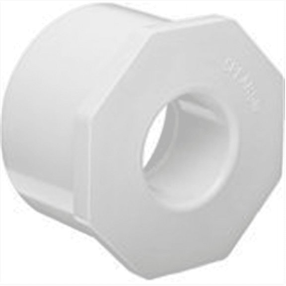 Spears 437 Series PVC Pipe Fitting, Bushing, Schedule 40, White, 1" Spigot x 1/2" Socket