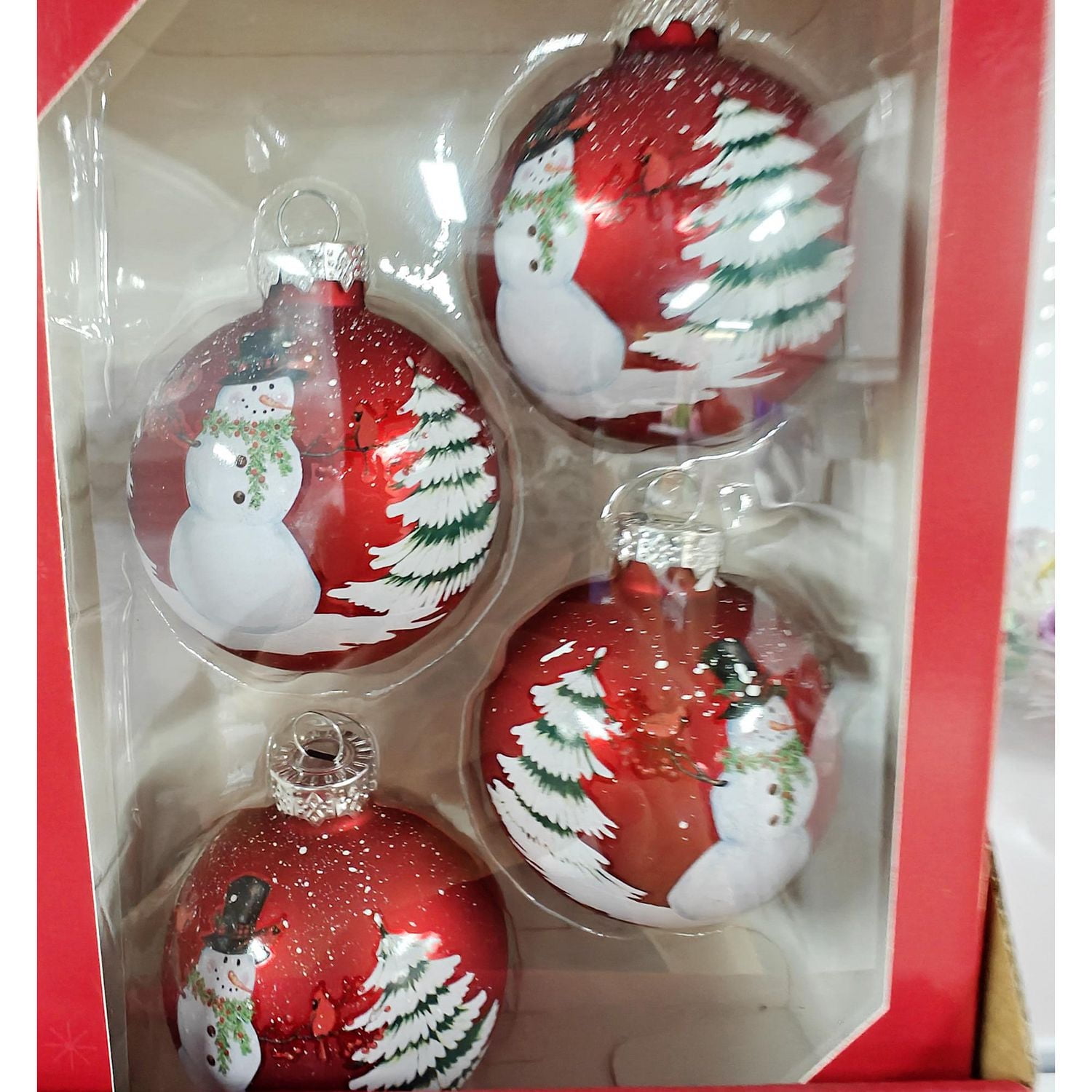 Holiday Time 65mmx 4CT Snowman Glass Ornament