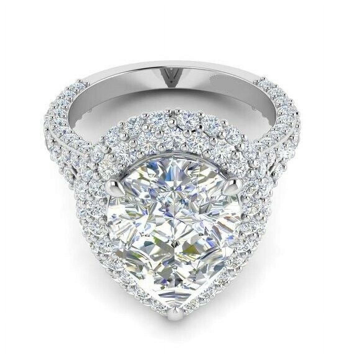 HeartsAndYou 2ct Pear Cut Moissanite Split Shank Double Halo Engagement Ring for Women 18k White Gold over Silver