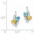thumbnail image 2 of 925 Sterling Silver Rhodium-plated Blue Topaz & Citrine Diamond (8x14mm) Earrings, 2 of 2