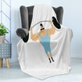 thumbnail image 4 of Circus Soft Flannel Fleece Throw Blanket, Comic Retro Strong Muscular Bodybuilder with Moustache Doing Weightlifting Sport, Cozy Plush for Indoor and Outdoor Use, 50" x 70", Multicolor, by Ambesonne, 4 of 5