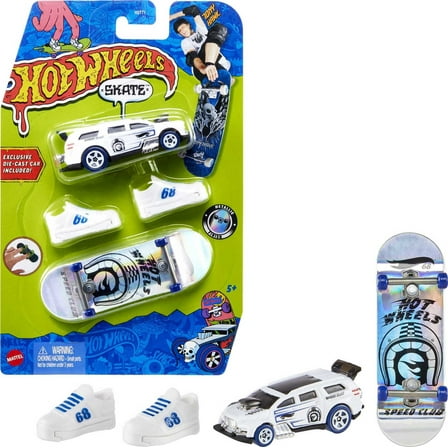 Hot Wheels Skate Tony Hawk Collector Set, Fingerboard, Pair of Skate Shoes & Car (Styles May Vary)