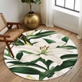 thumbnail image 3 of Lily Flower Round Rug 5ft Washable Circle Kitchen Rugs Non Slip Nature Botanical Garden Florals Watercolor Large Area Rug Indoor Floor Carpet for Bedroom Living Room Home Office Dining Room Nursery, 3 of 8