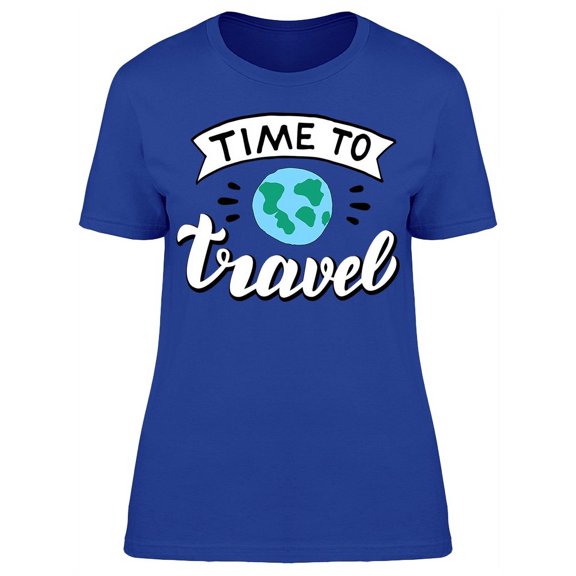 Time To Travel, World Sketch T-Shirt Women -Image by Shutterstock, Female Small