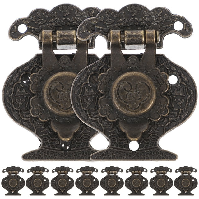 Shisuyan 10pcs Hasp Latch Wooden Case Latch Replacement Antique Wooden Box Hasp Lock
