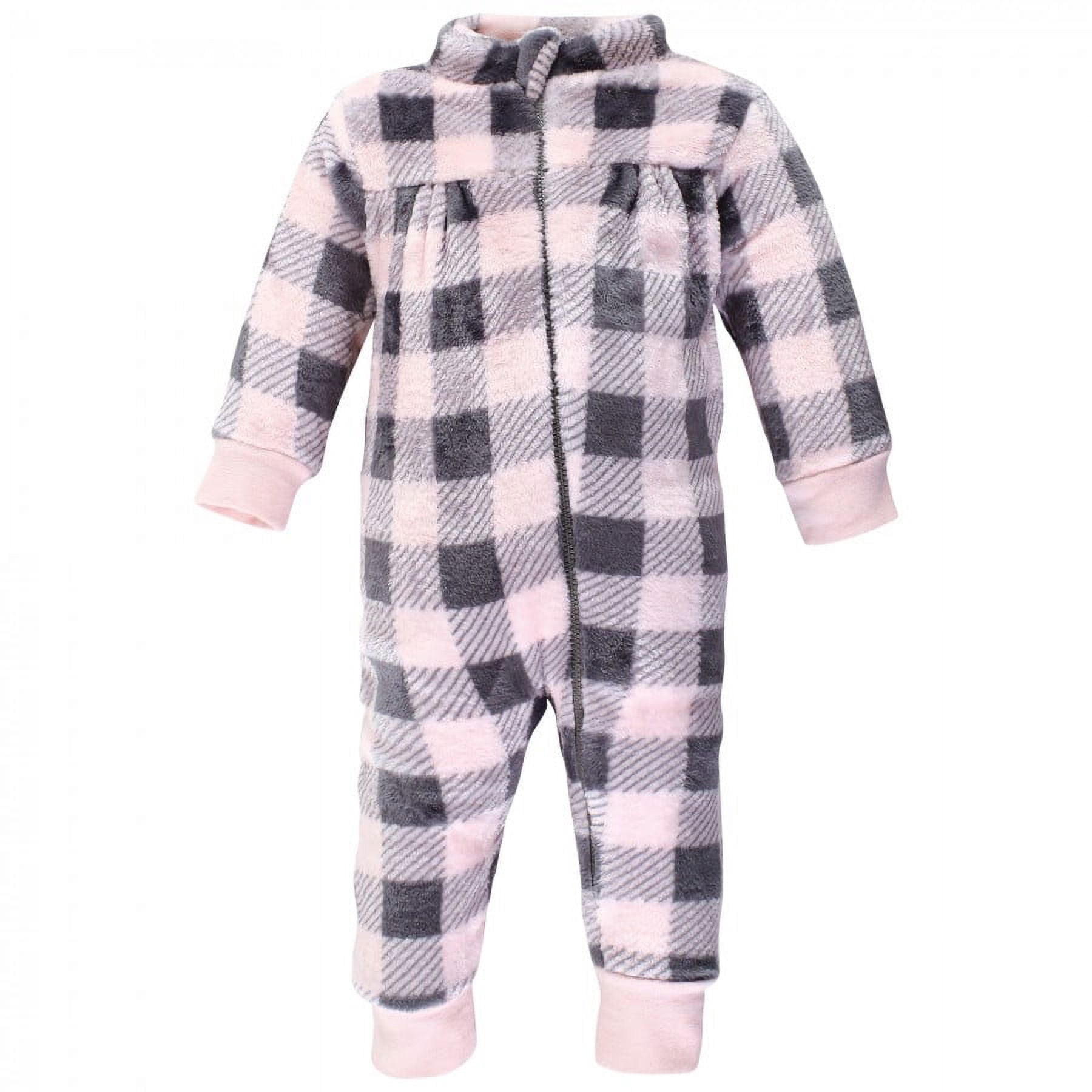 Hudson Baby Toddler Girls Plush Jumpsuits, Pink Moose, 4T