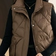 thumbnail image 6 of MELDVDIB Womens Full-Zip Quilted Puffer Vest Coat Solid Color Stand Collar Jacket Warm Padded Sleeveless Lounge Outwear Tops with Pocket, 6 of 9