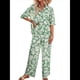 thumbnail image 3 of Conjunto de Pijama de 2 Piezas con Estampado de Verano para Mujer, Conjunto de Ropa de Dormir de Corta con Botones y Pantalones Largos. Verde M, 3 of 10