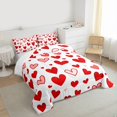 thumbnail image 3 of Homewish Cartoon Heart Print Bedding Comforter Set,Kawaii Loves Pattern Twin Comforter Sets,Red White Bedding Set For Girl,Ultra Soft Home Decor,2pcs, 3 of 8