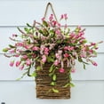 thumbnail image 7 of Cream Hydrangea Door Hanger Basket Wreath, Farmhouse Wreath with Wildflowers, Artificial Spring Summer Garland for Front Door, Seasonal Holiday Ornament (C), 7 of 7
