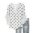 thumbnail image 2 of Wowcloth Womens V-Neck Blouse, Lace Detail 3/4 Sleeve with Buttons, Casual Floral Print Fashion Top for Daily Wear, 2 of 6
