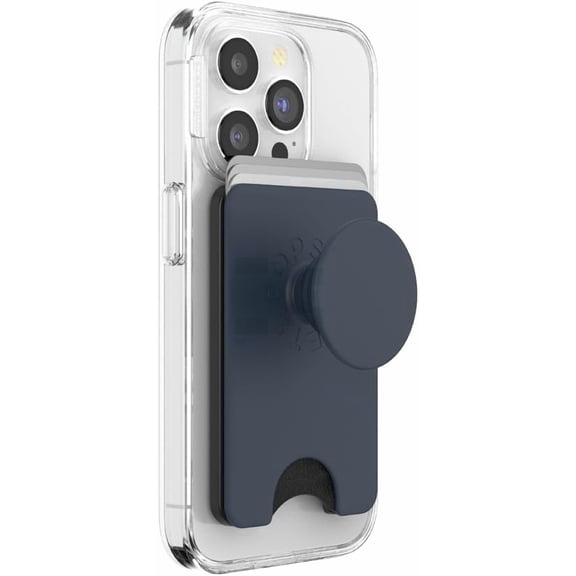 PopSockets Phone Wallet for MagSafe, Phone Card Holder with Grip, Navy Blue - Navy