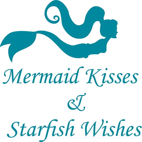 Mermaid Kisses Starfish Wishes Customized Wall Decal - Custom Vinyl Wall Art - Personalized Name - Baby Girls Boys Kids Bedroom Wall Decal Room Decor Wall Stickers Decoration Size (30x30 inch)