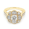 thumbnail image 3 of 1 2/5 ct.t.w Center 6MM Cushion Cut Lab Created Moissanite Diamond Floral Halo Engagement Ring In 14K Solid Yellow Gold (G-H Color, VVS1 Clarity, 1.40 Cttw)-5.5, 3 of 8