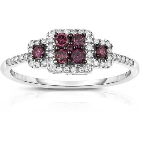 1/2 Carat T.W. Purple and White Diamond Silver Fashion Ring