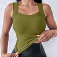 thumbnail image 3 of Fnooota Womens Tank Tops with Built in Bras, Summer Stretch Square Neck Slim Fit Workout Tops Green Size 2XL, 3 of 8