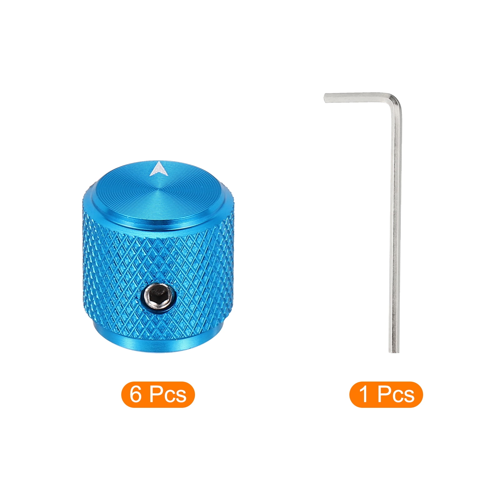 Uxcell 6 Pcs Aluminium Potentiometer Knobs, 1/4" (6mm) Universal Volume Tone Control Knobs with Arrow Indicator for Guitar, 1/2" Blue