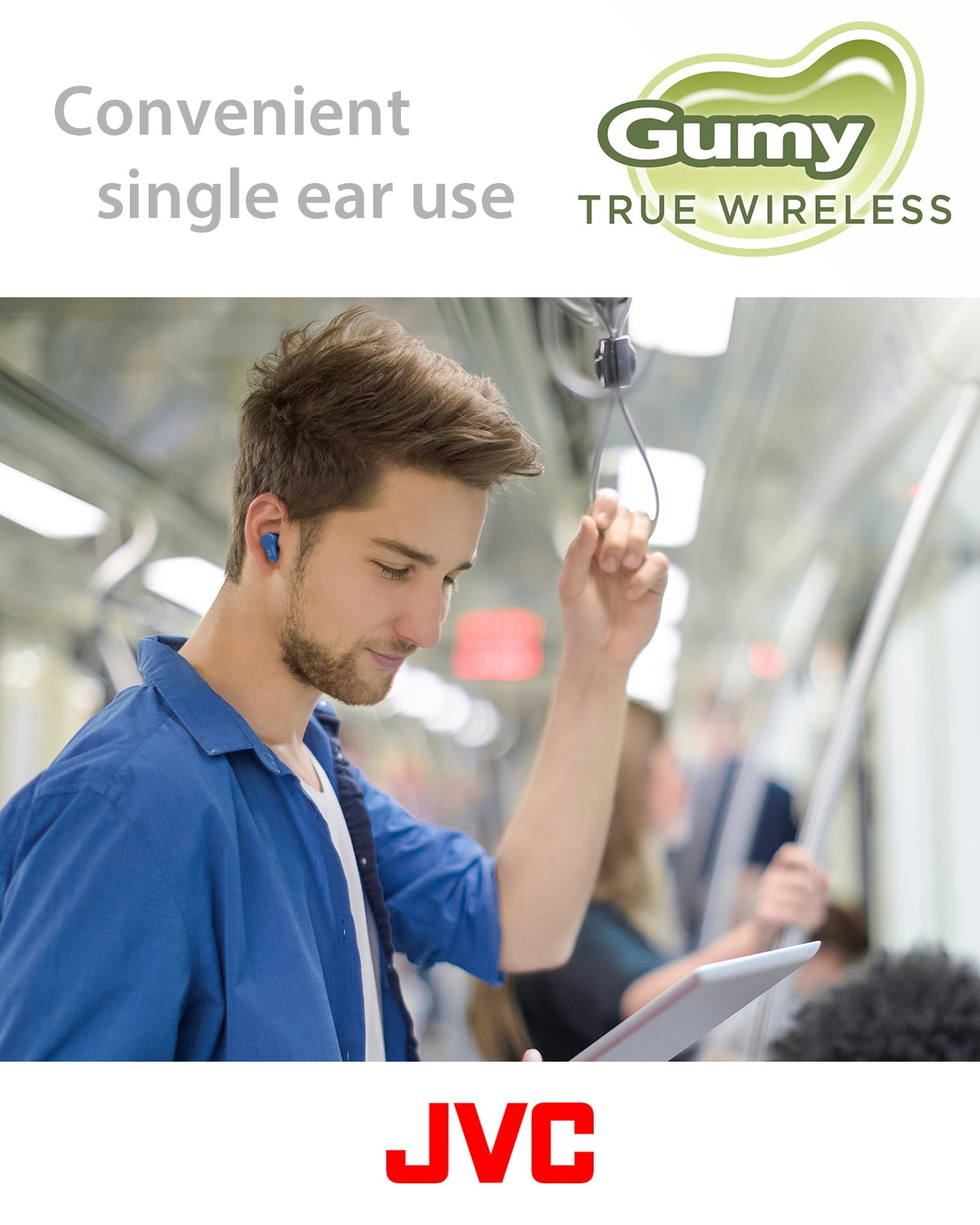 JVC New Gumy True Wireless Earbuds Headphones, Long Battery Life (up to 24 Hours), Sound with Neodymium Magnet Driver, Water Resistance (IPX4) - HAA7T2G (Green), Compact