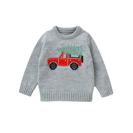 

GXFC Baby Boys Girls Christmas Sweaters Toddler Red Truck Print Special Christmas Holiday Sweater Clothes for Kids Boys Girls 6M 12M 18M 2T 3T