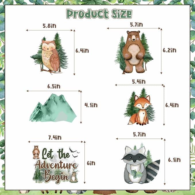 Woodland Baby Shower Decorations Boy Girl, 24pcs Let The Adventure Begin Centerpiece Table Decoration, Double-Sided Forest Animals Centerpieces Stick for Adventure Awaits Party Decorations