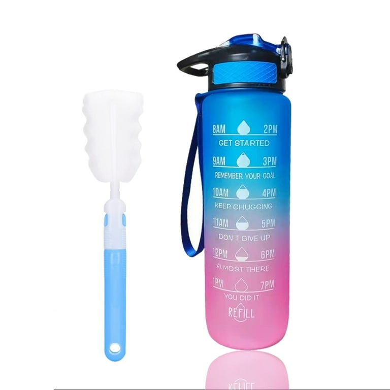 Water Bottle with Time Marker - Large 1 Liter BPA Free Water Bottle - Leak  Proof & No Sweat Gym Bottle with Fruit Infuser Strainer for Fitness or Sport  & Outdoors with