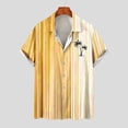 thumbnail image 2 of Mens Manga Corta Botón Abajo Camisas Botones Casuales Imprimir Blusa Turndown, 95% Poliéster 5% Camisa de Spandex para la Fiesta, Negocios Y Diario, 2 of 5