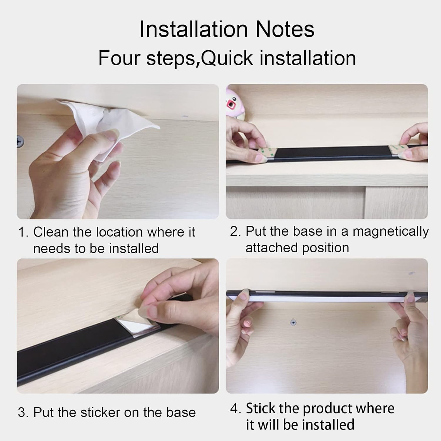 11.8" Rechargeable Under Cabinet Light with Motion Sensor, 3 Color Temperatures for Kitchen, Cabinet, Wardrobe