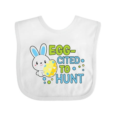 

Inktastic Eggcited To Hunt with Bunny Holding Easter Egg Boys Baby Bib