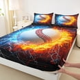 thumbnail image 3 of Homewish Baseball Sport Game Twin Sheet Sets,Abstract Lightning Twin Fitted Sheet,White Blue Orange Flat Sheet For Boys Kids,Luxury Bedroom Decor,3 Pieces, 3 of 7