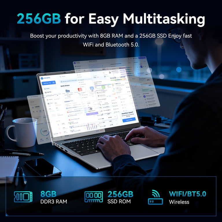 15.6” Laptop,8GB RAM 256GB SSD,Windows 11 Pro,Intel Core i3(Up to