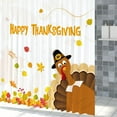 thumbnail image 3 of Thanksgiving Cute Turkey Shower Curtain Autumn Fall Maple Leaf Shower Curtains Sets Lovely Give Thanks Bathroom Curtain in with 12 Hooks, 3 of 7