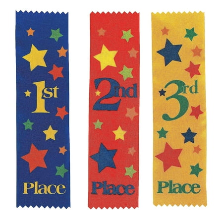 Fun Express Second & Third Place Satin Award Ribbons Assortment Kit - 36 Pieces - 7" First,