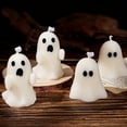 thumbnail image 2 of Handcrafted Halloween Ghost Scented Candle - Lavender Aroma, Single Wick, Jar Design With Bow Accent For Home Decor, 2 of 5