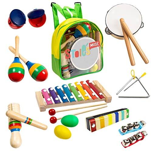 Promotes Early Development and Educational Learning 23 Pcs Musical Instruments Set for Toddler and Preschool Kids Music Toy Wooden Percussion Toys for Boys and Girls 