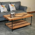 thumbnail image 2 of StoneCreek Solid Fir Wood Coffee Table - Metal Frame, 2-Tier Industrial Farmhouse Table for Living Room/Bedroom/Office, 44" Rectangular Table, 2 of 5
