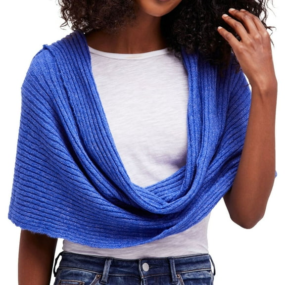 Free People Womens Hooded Swing Sweater, Blue, One Size