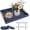 Navy Blue, variant on RunMin Grocery Store Ottoman Tray for Coffee Table & Couch, Large Wooden Serving Tray with 2 Set of Handles - Off-White/Cream