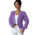 thumbnail image 5 of Women's Bowknot Chunky Knit Cardigan Sweaters Open Front Cozy Long Sleeve Button Up Cardigan for Winter M, 5 of 10