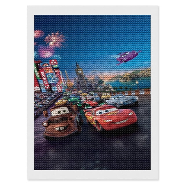 Cars Rayo McQueen Kits de Pintura de Diamantes para Adultos 5D DIY Diamond Art Kits Full Drill Diamond Dots para Regalo Decoración de Pared y Relajación Artes de Gemas 30*40cm
