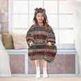 thumbnail image 7 of FORMRS Wearable Blanket Hoodie with Sleeves for Kids Cozy Flannel Sweatshirt, Tribal Geometric, 7 of 7