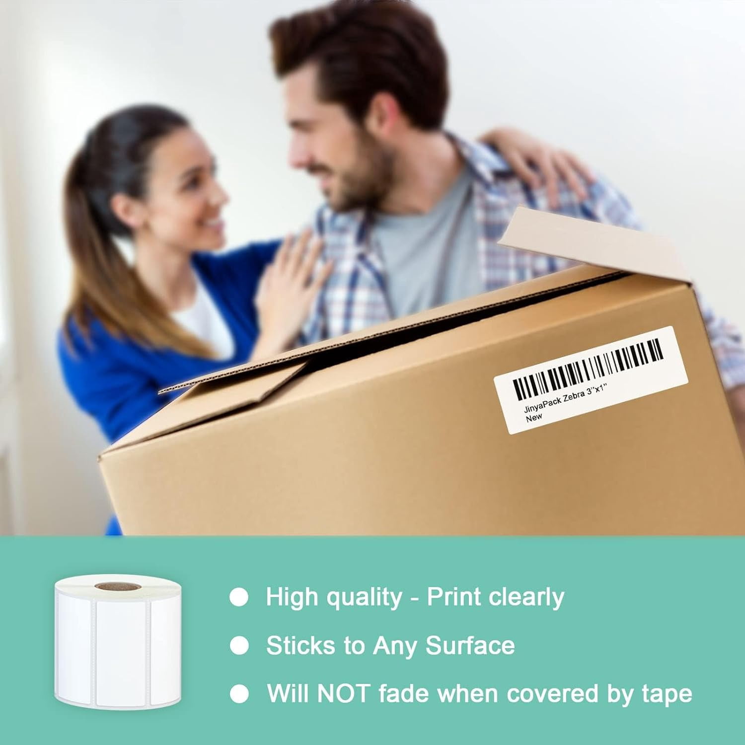 3" x 1" Direct Thermal Multipurpose & Shipping Address Labels UPC Barcodes Postage Stickers for Zebra 2844 & Rollo Desktop Label Printer ( 1375 Labels/Roll ) 6 Rolls