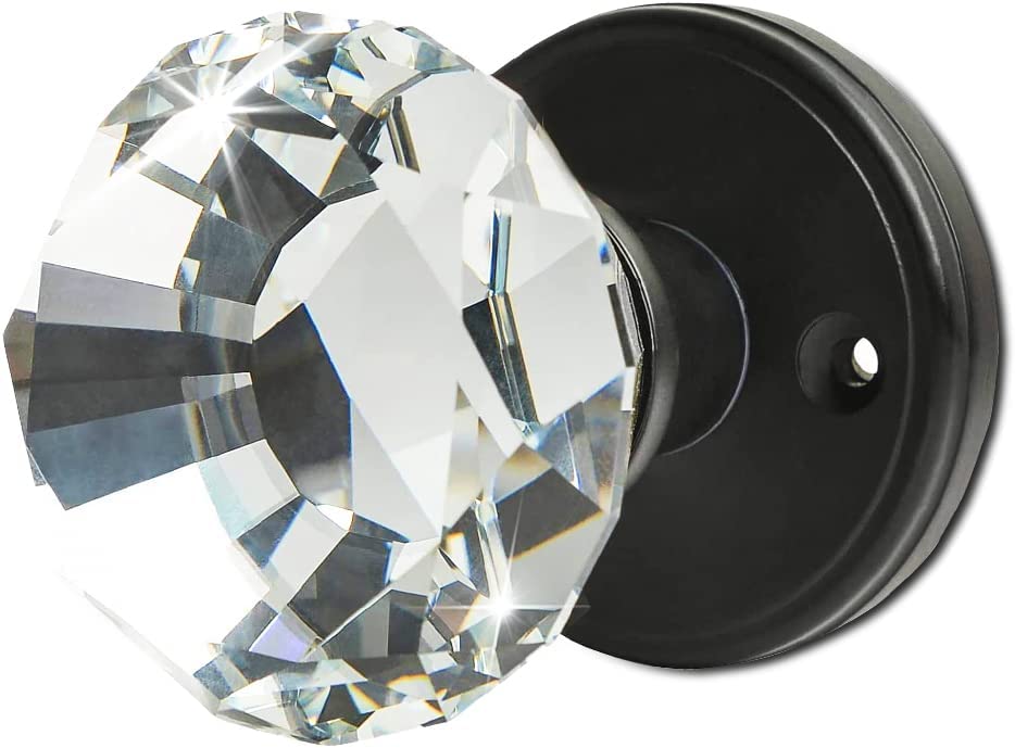 Balin Designs Crystal Door Knobs Matte Clear, Round Glass Passage