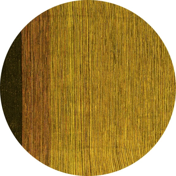 Ahgly Company Machine Washable Indoor Round Abstract Yellow Modern Area Rugs, 7' Round