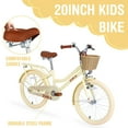 thumbnail image 4 of iRerts 20 Inch Girls Bike for 7-10 Years Old Kids, Kids Bike with Basket, Brown Leather Saddle, Coaster Brakes, Retro Style Girls Bicycle Kids Cycle Bikes, Kids Bicycle for Gifts, Yellow, 4 of 8
